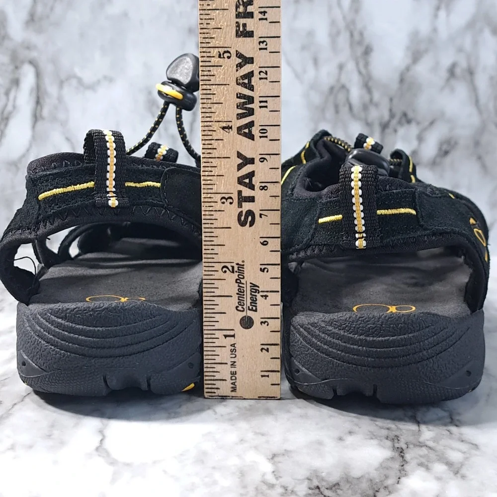 OP Ocean Pacific Boys Hiking Sandals Slip-On Size‎ 5 Black & Yellow